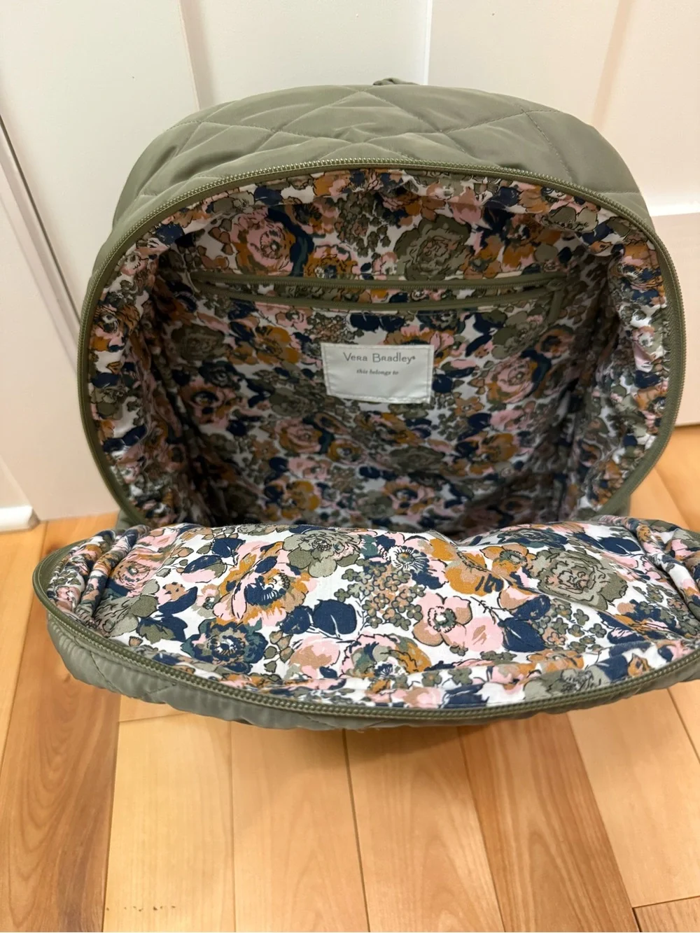 Vera Bradley Quilted Olive Backpack
